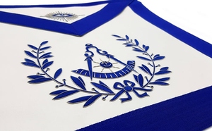 Master Mason Blue Lodge <b>Apron</b> Hand Embroidery <b>White</b> Leather with Cords Premium Masonic Regalia - Product Image 5