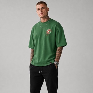 Prix de gros T-shirts surdimensionnés pour hommes en tissu tricoté respirant coupe classique streetwear pour l'été - Product Image 5