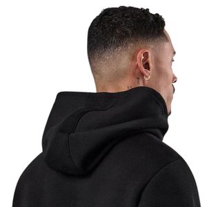Sudadera con Capucha Negra para Hombre, con Ribete, de Forro Polar, Informal, de Manga Larga, Deportiva, para Gimnasio, Ropa Urbana, Moda de Invierno - Product Image 4