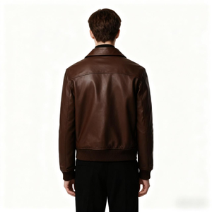 OEM Men's High Quality Genuine Leather Casual Eco-Friendly Waterproof Embroidered Front Zipper Closure Letter Pattern <b>Jacket</b> - Product Image 2