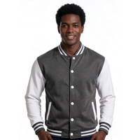 Blouson universitaire en gros avec production de style varsity, corps en sergé de coton avec boutons-pression