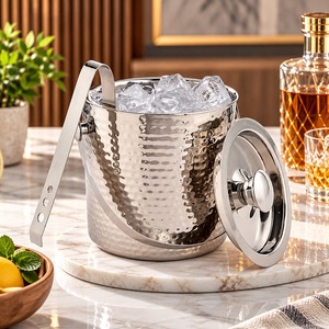Cubo de hielo redondo de aluminio chapado en oro al por mayor, enfriador de vino y accesorio de bar a precio económico, juego de enfriador de bebidas de lujo premium - Product Image 1