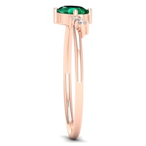 Anillos de Compromiso y Boda Minimalistas REYES de Plata de Ley 925 con Corte Ovalado, Gema de Esmeralda de 0.5 Quilates y Anillo de Moissanita - Product Image 3