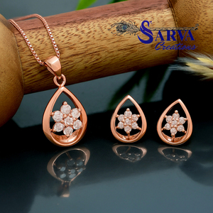 Ensemble de bijoux en argent 925 avec cristaux en forme de goutte d'eau, collier et boucles d'oreilles plaqués rhodium, bijoux de mariage classiques pour femmes - Product Image 5