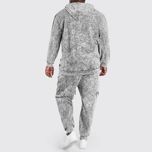 Ensemble sweat à capuche et jogging pour homme, effet délavé, 100% coton, streetwear, logo personnalisé, marque privée - Product Image 2