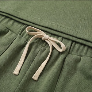 Ensemble 2 pièces tricoté vert uni pour femme : crop top à col rond et manches courtes avec poche à cordon de serrage, coupe ample, décontracté, printemps - Product Image 5