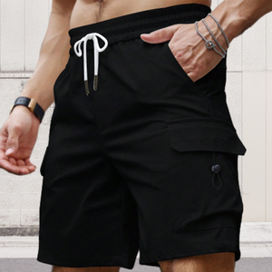 Shorts cargo d'été personnalisés pour le sport et le fitness, taille élastique, pour hommes et femmes, en tissu peigné respirant et à séchage rapide - Product Image 2
