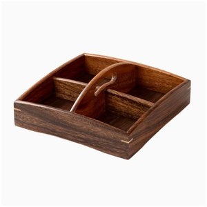 Organisateur en bois moderne et durable avec poignée pour la cuisine, la salle de bain, le bureau - Support en bois portable - Product Image 3