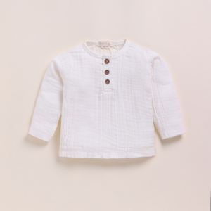 Organic Milk & Cocoa Whispers Conjunto de ropa de bebé de calidad premium Camiseta Henley de manga larga y pantalón de salón hecho de muselina orgánica - Product Image 2