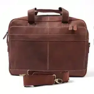 Top Quality Men's Slim Brown Leather Laptop Bag Handmade Leather Laptop Case with Smart Organization Manufacturer Supply - Product Image 3