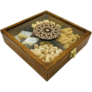 Plateau de service carré en plastique au design moderne avec couvercle pour noix, bonbons et fruits secs, boîte à collation pour fêtes - Product Image 2