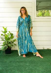 Women's Plus Size V-Neck Tassel Tie Dye <b>Kaftan</b> Boho Abaya Casual Dresses Ankle-Length <b>Summer</b> Swimwear - Product Image 4