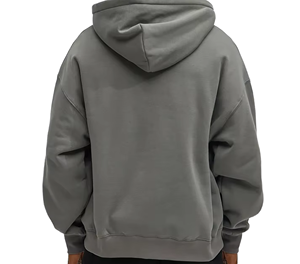 Sweat-shirt à capuche gris surdimensionné pour homme, en molleton, à demi-zip, couleur unie, coupe classique, pour l'automne - Product Image 4