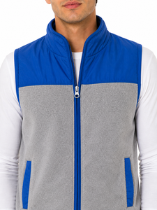Mens Premium Dual Tone Sleeveless <b>Jacket</b> Blue <b>Grey</b> <b>Fleece</b> Vest Casual Zip Up Bodywarmer Soft Warm Fabric Lightweight Layering - Product Image 4