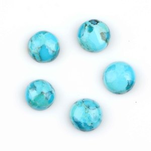 Vente en gros de cabochons ronds en turquoise bleue naturelle de Mohave, 10 mm, dos plat, calibrés, pierres précieuses en vrac pour la fabrication de bijoux artisanaux - Product Image 1