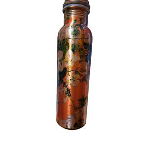 ขวดน้ำทองแดงบริสุทธิ์ทำด้วยมือสำหรับดอกไม้พิมพ์950มล. ขวดน้ำเพื่อสุขภาพประโยชน์ใช้สำหรับออกกำลังกายโยคะ - Product Image 1