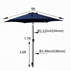 Set di ombrelli e Base da Patio blu Navy da 9 piedi - Product Image 3