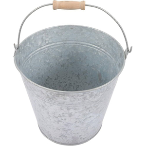 Cubo de Acero Galvanizado de Primera Calidad con Asa de Madera, Cubo Doméstico Duradero, Decoración de Jardín a Precio Accesible - Product Image 2