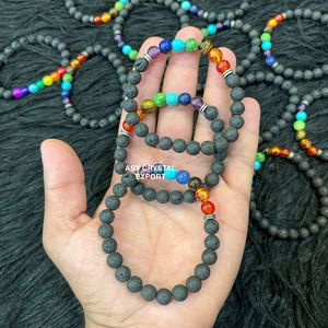 Bulk Natural Lava Stone 7 Chakra <b>Bracelet</b> Energy <b>Healing</b> Beaded <b>Bracelet</b> Yoga Meditation Aromatherapy Jewelry Gift - Product Image 5