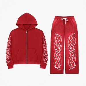 Chándal personalizado Glory con sudadera con cremallera y pantalones anchos 100% algodón, ligero, ecológico, ajuste a la cintura, para uso diario. - Product Image 3