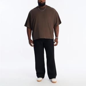 เสื้อยืดคอกลมแขนสั้นทรงบ็อกซี่ผ้าฝ้าย 100% สีพื้น พิมพ์โลโก้ตามสั่ง OEM รุ่นใหม่ล่าสุดสำหรับผู้ชาย สวมใส่สบายๆ - Product Image 5