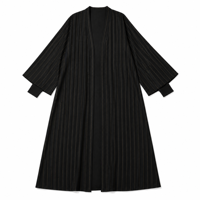 Abaya noire tricotée sur mesure ODM pour femme, à rayures dorées, ouverte sur le devant, manches longues, robe kaftan musulmane, tenue modeste du Moyen-Orient, OEM
