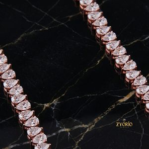 Luxury Pear Cut Diamond Tennis <b>Necklace</b> for Women Rose Gold Bridal <b>Statement</b> Jewelry Elegant American Fashion Wedding <b>Necklace</b> - Product Image 3