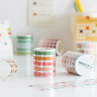 Rouleau d'autocollants ronds autocollants colorés 5cm X 3m pour agenda, carnet décoratif, scrapbooking, bricolage