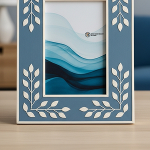 Cadre photo décoratif en os bleu incrusté, design artisanal fait main - Product Image 4