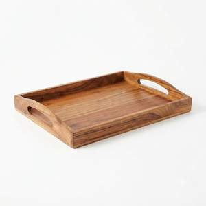 Plateau de service en bois artisanal, plateau de service de luxe pour le café, le thé, le petit-déjeuner, les aliments, plateau décoratif pour la table, utilisation à domicile ou au restaurant - Product Image 1