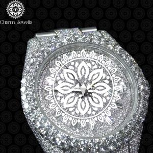 Charm Jewells Luxury Stainless Steel Round <b>Watch</b> 40mm Analog Quartz Movement Sapphire Crystal Diamond Bezel Unisex - Product Image 3
