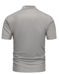 Men's Light Gray Short Sleeve for Shirt Polyester/Cotton 180g Knitted Fabric Solid Color Button Design Smart Casual Breathable - Product Image 3