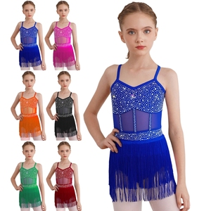 Leotardo de Baile Latino para Niñas de 6 a 16 Años, con Flecos, de una Pieza, para Espectáculos de <span class=keywords><strong>Tango</strong></span>, Clases de Baile y Prácticas - Product Image 1