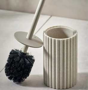 Brushed Stainless Steel Ribbed Toilet <b>Brush</b> Holder Set Luxury Modern <b>Floor</b> Standing Bathroom Cleaning Tool Durable Metal <b>Brush</b> - Product Image 5