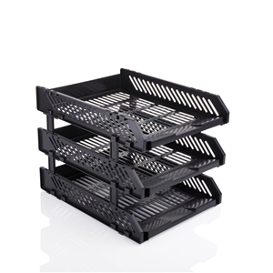 3 Tier Foldable Adjustable Modern <b>Simple</b> DIY Assembly Black Water Resistant Document Tray ABS Plastic Tabletop <b>Desk</b> Office - Product Image 6