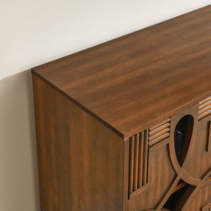 60.5\" Mid Century Modern 4-Door TV Media Console <b>Table</b> Sideboard <b>Buffet</b> Cabinet with Adjustable Storage Stand with Practicality - Product Image 6