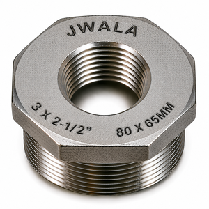 Buje Reductor Hidráulico de Acero Inoxidable 80x65mm, Adaptador de Tubería Redonda Roscada de 3 Pulgadas a 2-1/2 Pulgadas, Conexión de Conducto de Alta Resistencia - Product Image 2