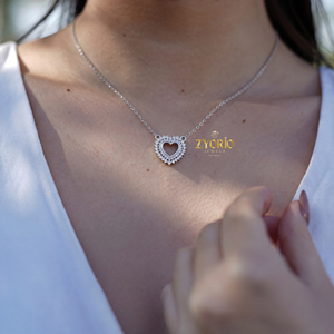 Silver Halo Heart Diamond Pendant with Sparkling Diamonds Luxury Women's Engagement Wedding & Party <b>Jewelry</b> - Product Image 5