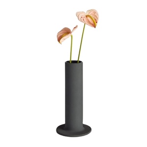 Modern Single Cylinder Metal Flower Vase Black Finish Elegant Wedding Table Centerpiece Minimalist Floral Holder for Luxury Even - Product Image 1