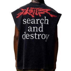 Camiseta sin mangas extragrande para hombre con estampado gráfico, estilo urbano, de algodón, tipo muscle tee, lavado vintage, moda urbana, marca privada, suministro OEM, EE. UU. - Product Image 6