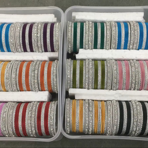 Beautiful Rajwadi Bangles Set for Women Bridal Wear Fancy Metal Bangles with Sparkling Stones Offered in Various Color Variation - Product Image 1