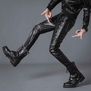 Pantalon en cuir noir sur mesure, style décontracté, qualité supérieure, respirant, nouveau, coupe ajustée professionnelle, best-seller - Product Image 5