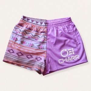 Shorts Deportivos Transpirables de Secado Rápido con Estampado Digital y Logotipo Personalizado al por Mayor, 100% Poliéster, Shorts de Rugby con Bolsillos, Estilo Aborigen - Product Image 5