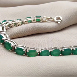 Pulsera de tenis de ónix verde de plata de ley 925, joyería de piedras preciosas para mujer, venta al por mayor OEM - Product Image 1