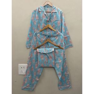 Ensemble de pyjama pour femmes en coton 100% avec imprimé étoiles, vêtements de nuit doux et respirants en tricot, taille élastique, deux pièces, vêtements de détente - Product Image 1