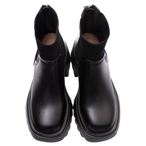 Bottines noires pour femme Ann'S, hauteur de tige 8,5 cm, tige en tricot côtelé, dessus en cuir véritable, fermeture à lacets, doublure de talon rembourrée - Product Image 5