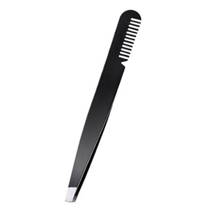Pince à épiler et peigne à cils noir mat avec logo personnalisé, en acier inoxydable de qualité supérieure, pince à sourcils inclinée avec peigne, vente en gros, logo personnalisé - Product Image 5