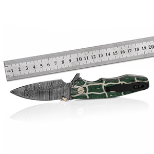 Premium Handforged Damascus Steel Pocket <b>Knife</b> 18.5cm Custom Folding <b>Knife</b> Fingerprint Micarta Handle Outdoor Camping EDC Gear - Product Image 3