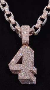 Custom <b>Iced</b> <b>Out</b> Lab Grown Diamond Number 4 Pendant 925 silver 18K Solid Gold 2.25 Inch <b>Chain</b> Hip Hop Men's Jewelry Everyday wear - Product Image 2