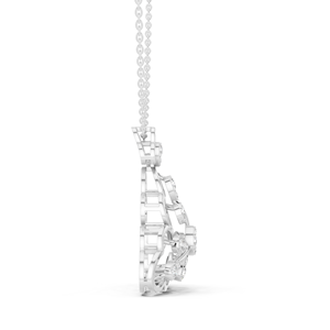 Pendentif en or blanc 10 carats plaqué rhodium avec diamant de laboratoire taille brillant, cadeau de Saint-Valentin pour femme, élégant, floral, luxueux, géométrique - Product Image 3
